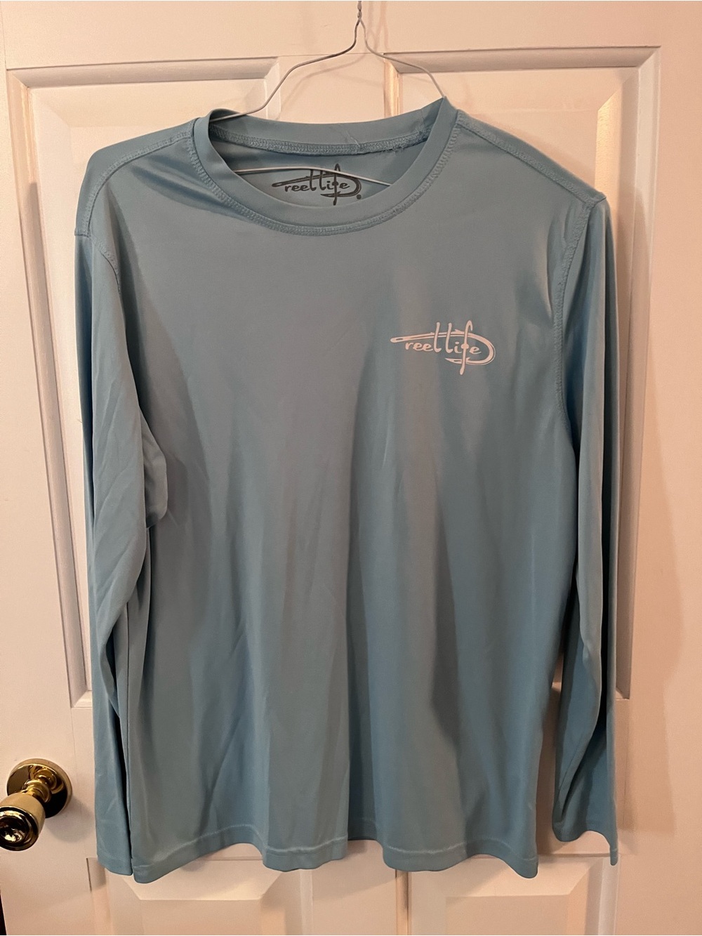 Reel Life Men's Long-Sleeve Performance Tee — Light Blue